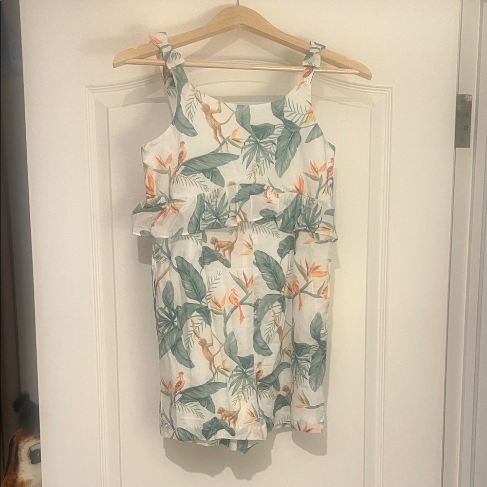 Janie and Jack Tropical Print One Piece - White and Green